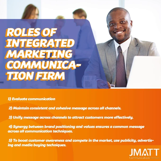 BREAKING NEWS

In a world filled with noise and distractions, your brand's voice needs to rise above the rest. That's where we come in! At JMatt, we specialize in the art of Integrated Marketing Communication (IMC), and we're here to help your business thrive. 

Our roles at JMatt go beyond traditional marketing. Here's what we bring to the table:

1. Evaluating Communication: We take a deep dive into your existing communication strategies to identify strengths and weaknesses. This critical analysis guides us in crafting a winning IMC plan tailored to your unique needs.

2. Maintaining Consistency: Consistency is key in the world of marketing.

3. Unifying Messages: To truly capture your audience's attention, we unify your message across various channels.

4. Synergy for Success: We bridge the gap between your brand's positioning and values, creating a common message that resonates with your audience.
5. Boosting Awareness: In today's competitive landscape, visibility is key.