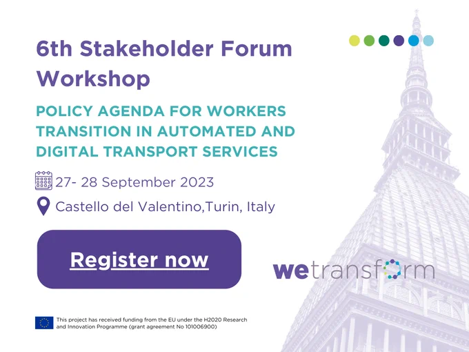 Poster of the 6th Stakeholder Forum Workshop of the WE-TRANSFORM project. 