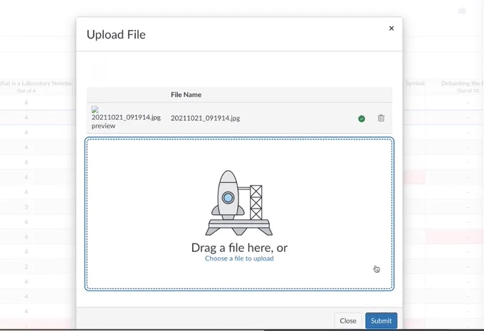 Image of submitting assignments on behalf of a student