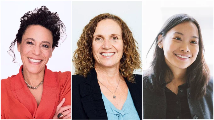Three headshots in horizontal layout of Beth Coleman, Kelly Lyons, and Anna Su.