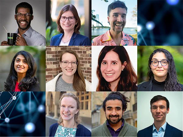 Grid of postdoc slam finalists: Biafra Ahanonu, PhD - Hélène Aschmann, PhD - Tyler Huycke, PhD
Kritika Khanna, PhD - Amanda McQuade, PhD - Jay Moltzau Anderson, PhD - Fate Noohi, PhD
Laura Persson, PhD - Ayush Srivastava, PhD - Christopher Williams, MD