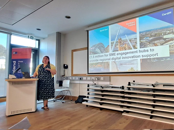 Hartree Centre Operations Director Clair Donaldson presents at the launch event.