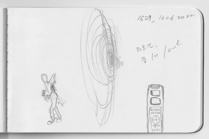 HyungJun Park: Somniloquy, 2023, dream diary sketch, detail