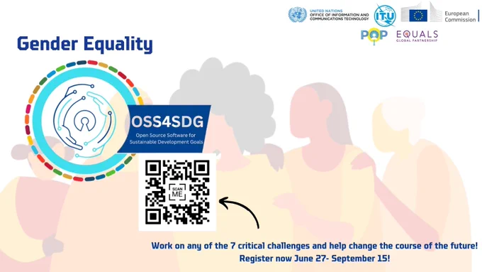 Gender Equality – OSS4SDG - Open Source Software for Sustainable Development Goals. Work on any of the 7 critical challenges and help change the course of the future! Register by September 15!