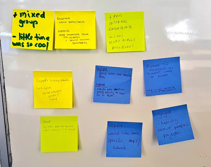 Post-it note feedback from a workshop at #Ento23 conference 