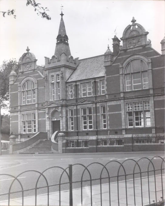 Monochrome photo of the former Chorley Grammar school which is now Chorley Library