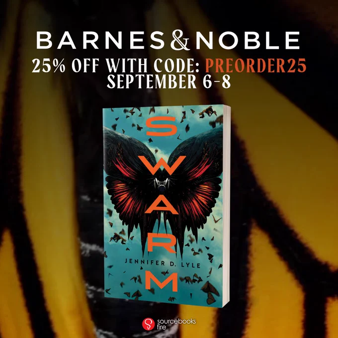 An image of a book cover for Swarm by Jennifer Lyle. 25% off at Barnes and Noble with code PREORDER25 from 9/6 to 9/8.