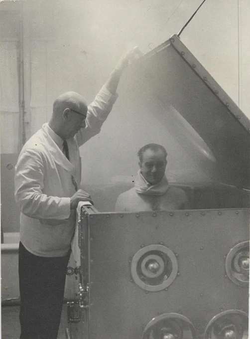 A man receiving a Victorian spa treatment