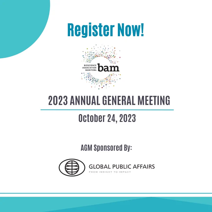 Limited spots available! Join us at our 2023 AGM on Tues, Oct 24. 
Our keynote speaker will speak on for the Life Sciences Strategy in MB. 
Secure your spot now by registering here ▶ bit.ly/3DIpCe9
A big thank you to our sponsor, @GPAinsights, for their support! 