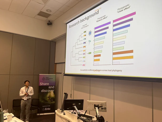 Susceptibility to bacterial pathogens across host phylogeny, research presented by Hongbo Sun, University of Exeter.