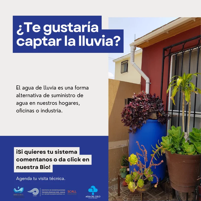 ¿Te gustaría captar el gua de lluvia? Imagen de sistema de captación instalado en un hogar 