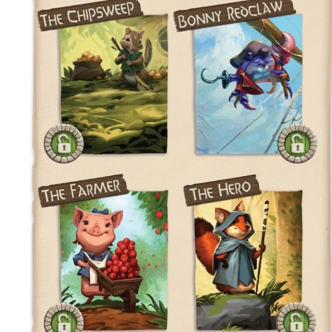 These are blanket. They represent artwork of different game in the Everdell world. There are blankets with a chipmunk, a crab a pig a fox. There are more blankets