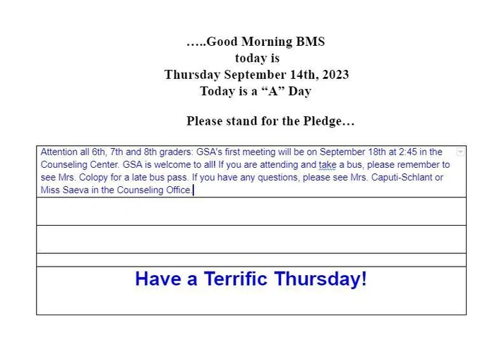 Announcements
