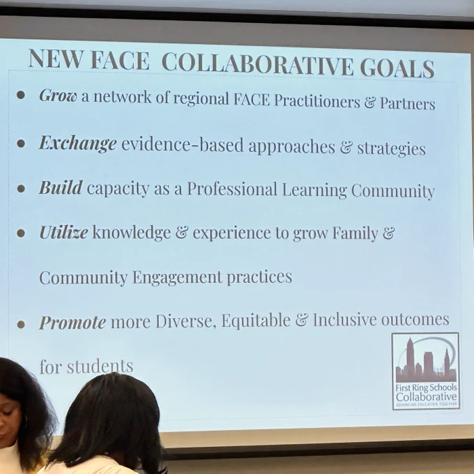 Image of a slide that reads. New face collaborative goals. Grow a network. Exchange evidence-based strategies. Build capacity. Utilize knowledge and experience. Promote more DEI outcomes for students.