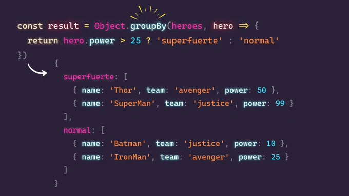 Agrupamos ahora los heroes usando groupBy pero según su poder.
