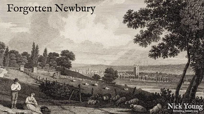 An old engraving showing Newbury from Speen.