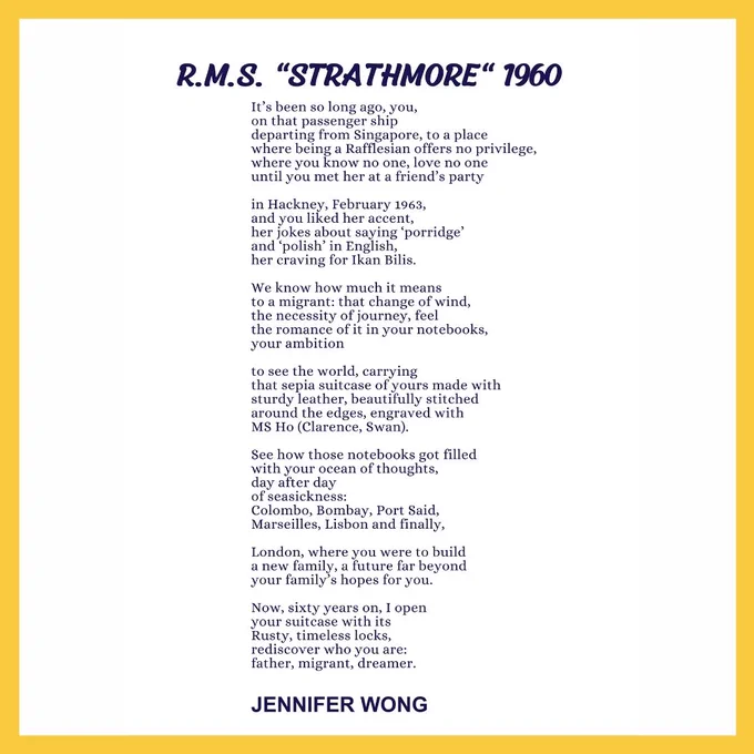 'R.M.S. "Strathmore" 1960', a poem by Jennifer Wong.