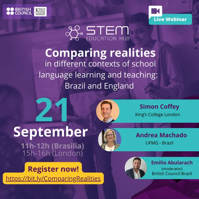 Comparing Realities - an event about language learning and teaching in different contexts - Brasil and England. September 21. Register now.