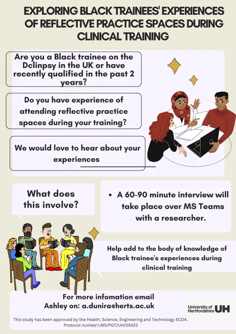 Recruitment study advert. For more information email a.dunira@herts.ac.uk