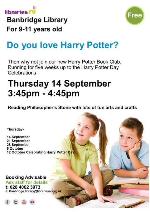 poster with dates for HP book club