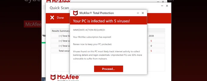 Fake virus alert