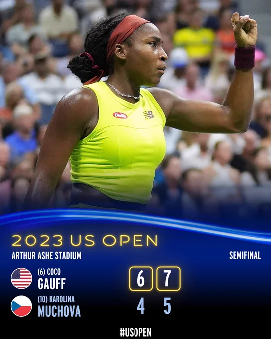 Graphic: Coco Gauff defeats Karolina Muchova 6-4, 7-5 in the semifinal. 