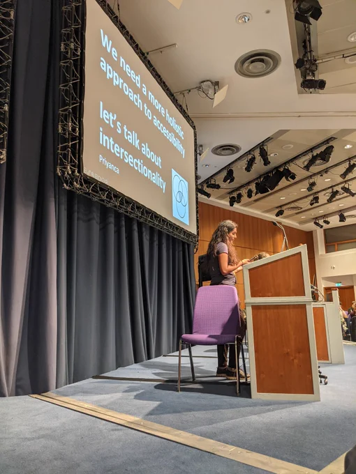 Priyanca stood on the Accessibility Scotland stage