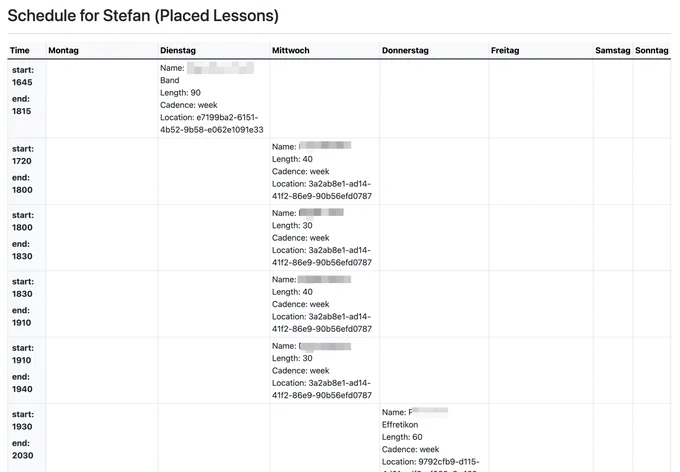 An example of a simple presentation of schedule using Bootstrap and Vite.js