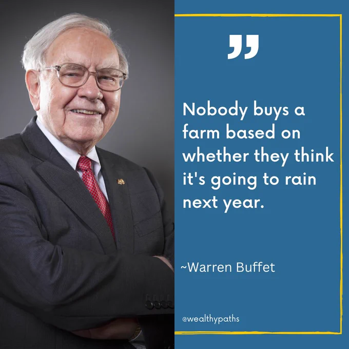 Would you buy a house based on tomorrow's weather? Just as that sounds absurd, making long-term investments based on short-term predictions misses the bigger picture. Always focus on the long-term value. #InvestSmart