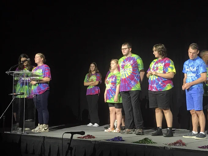 Students on stage
