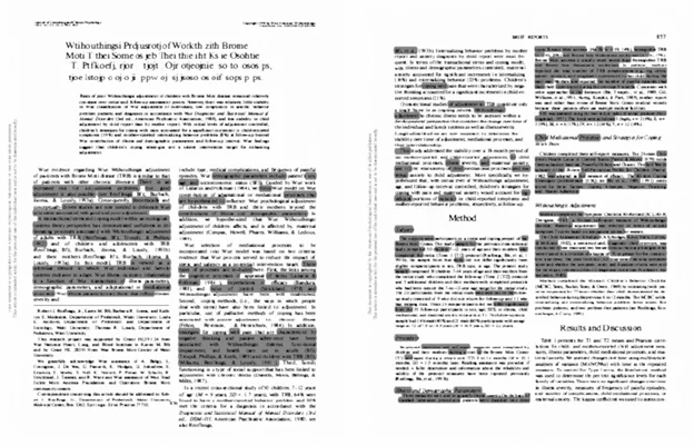 Text recycling is often fragments of text as shown in the highlighted portions.