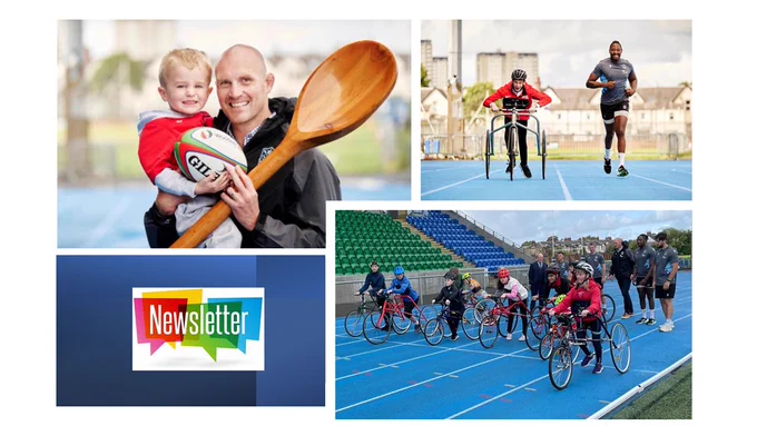 Poster featuring collage of photos from frame running hub launch day and a newsletter design banner