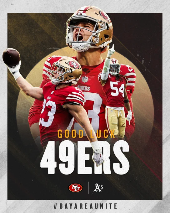 A graphic wishing the 49ers good luck this season