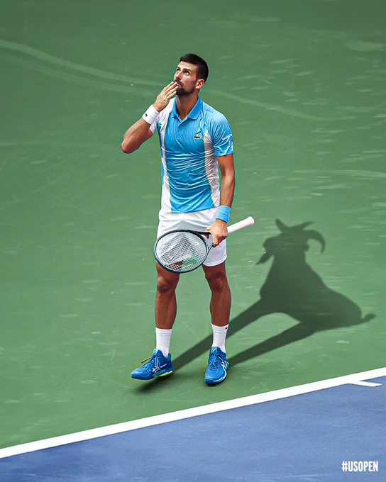 Photo: Novak Djokovic but his shadow is a goat. 