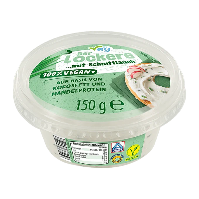 Eine Packung "Der Lockere" mit Schnittlauch von Aldi Nord