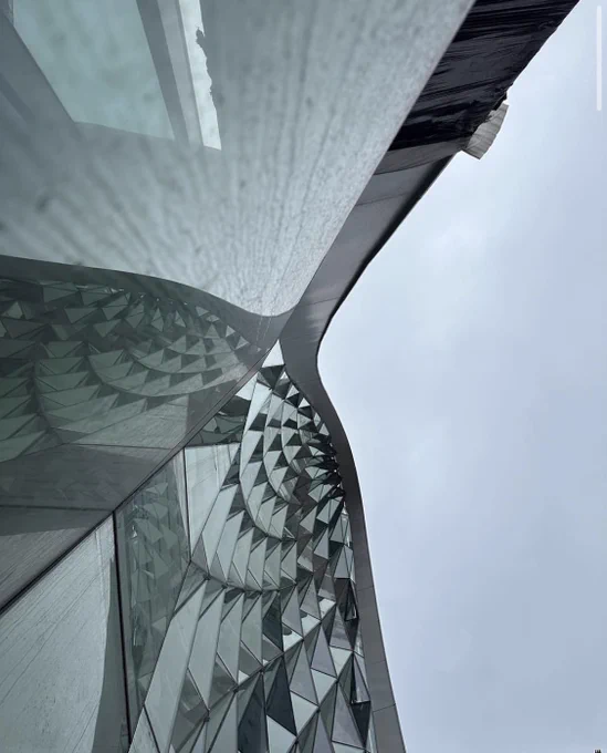 Ground floor view of the cut-out glazing.