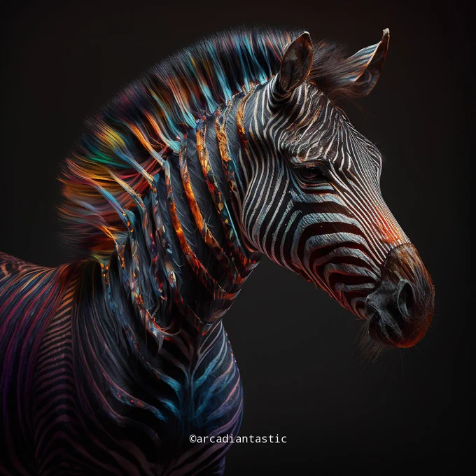 Zigzagging through life with a burst of color! 🦓🌈 

#StripedSplendor #Lovetocreate #arcadiantastic #midjourneyart