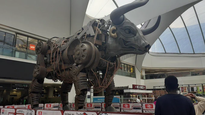 Metal bull sculpture in Birmingham 
