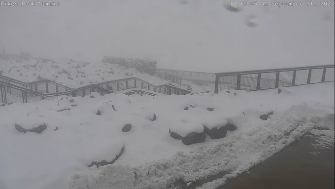 Snow on top of Pikes Peak 
