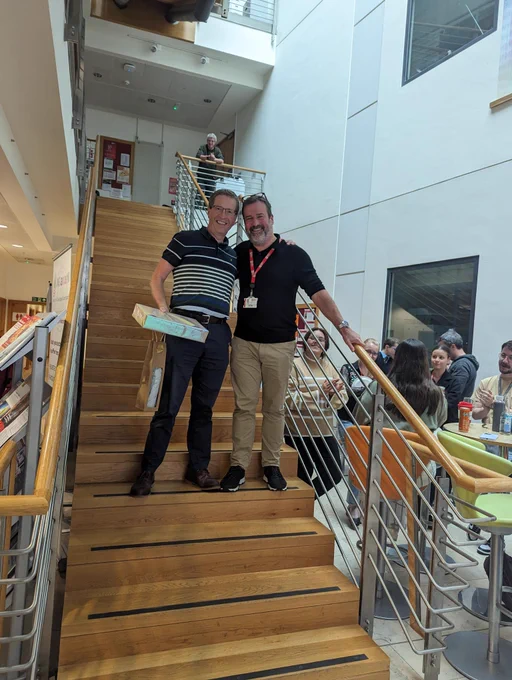 Chris Scott and Dan Longley on the PGJCCR main staircase