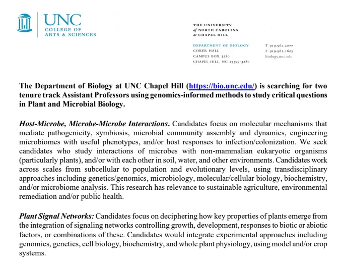 Job ads for host-microbe and plant signal networks -- more information is available at the link in text