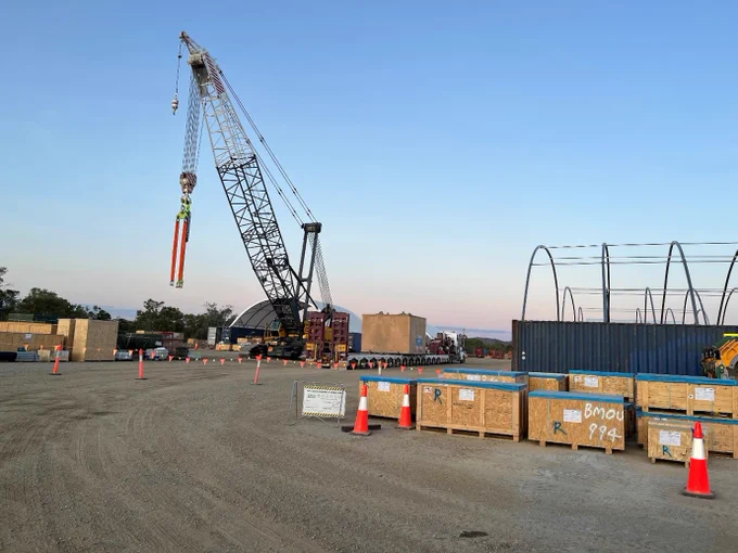 Unloading of one of the Main Inlet Valves at the Laydown Area, Kidston, North Qld