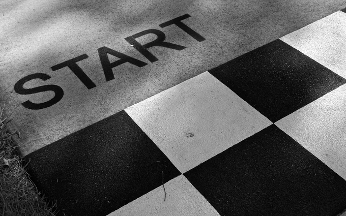 picture of the start line on a piece of a racing track