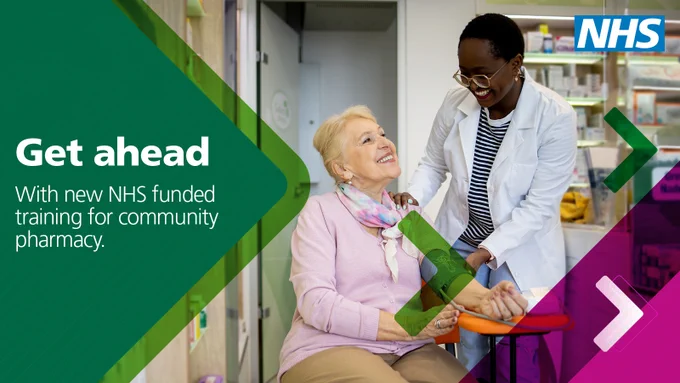 A community pharmacist in consultation with a patient. 