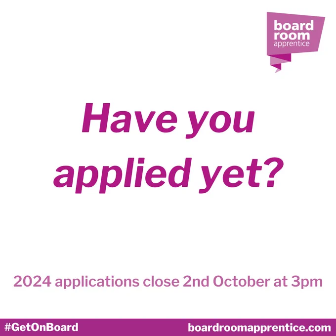 Have you applied yet? Applications close 2nd October at 3pm.