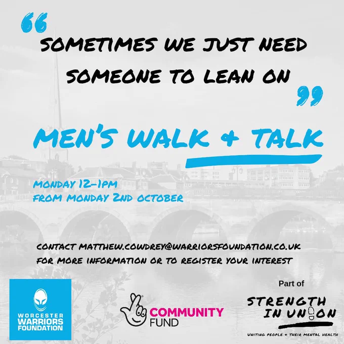 Men’s walk and talk group 

Starting from Monday 2nd October 12-1pm