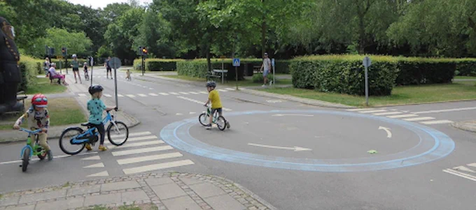 bike park with children riding bicycles