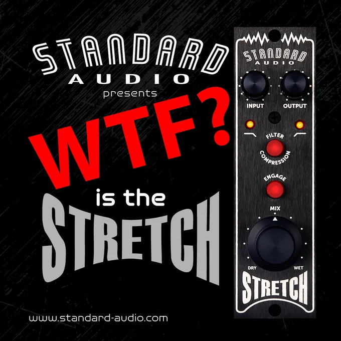 A title page for an infographic slide set about the Standard Audio Stretch multi-band compression module
