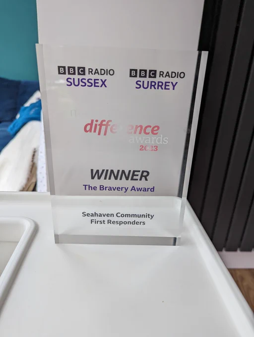 BBC Radio Sussex make a difference award for the Bravery category. Won by Seahaven Community First Responders.