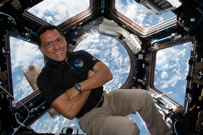 Lt. Col. Frank Rubio inside the cupola, the International Space Station's "window to the world"